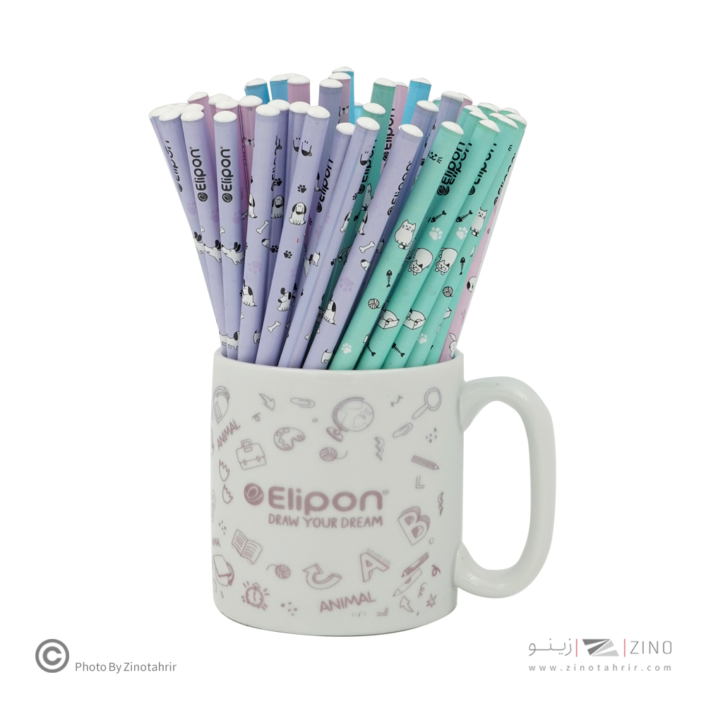 مداد مشکی گرد فانتزی لیوان 72عددی الیپون ( 9لیوان جور )