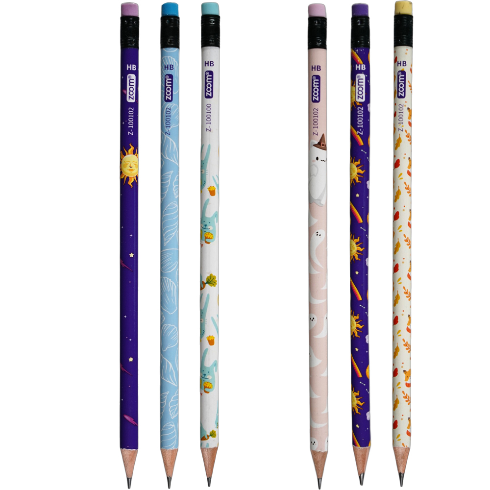 مداد مشکی فانتزی ( بدنه گرد پاکن دار) زوم کدZ-100102