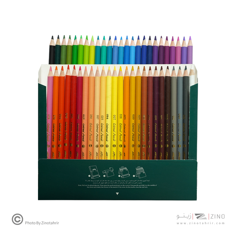 مدادرنگی 50رنگ جعبه مقوایی حرفه ای/آرتیست آریا کد3608یا3604