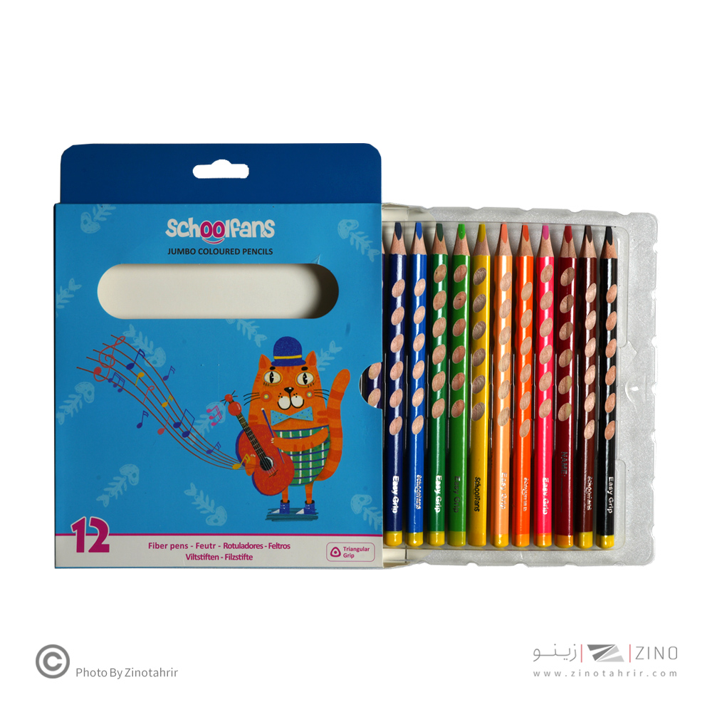 مدادرنگی12رنگ جعبه مقوایی سه گوش جامبو اسکول فنز کد92445