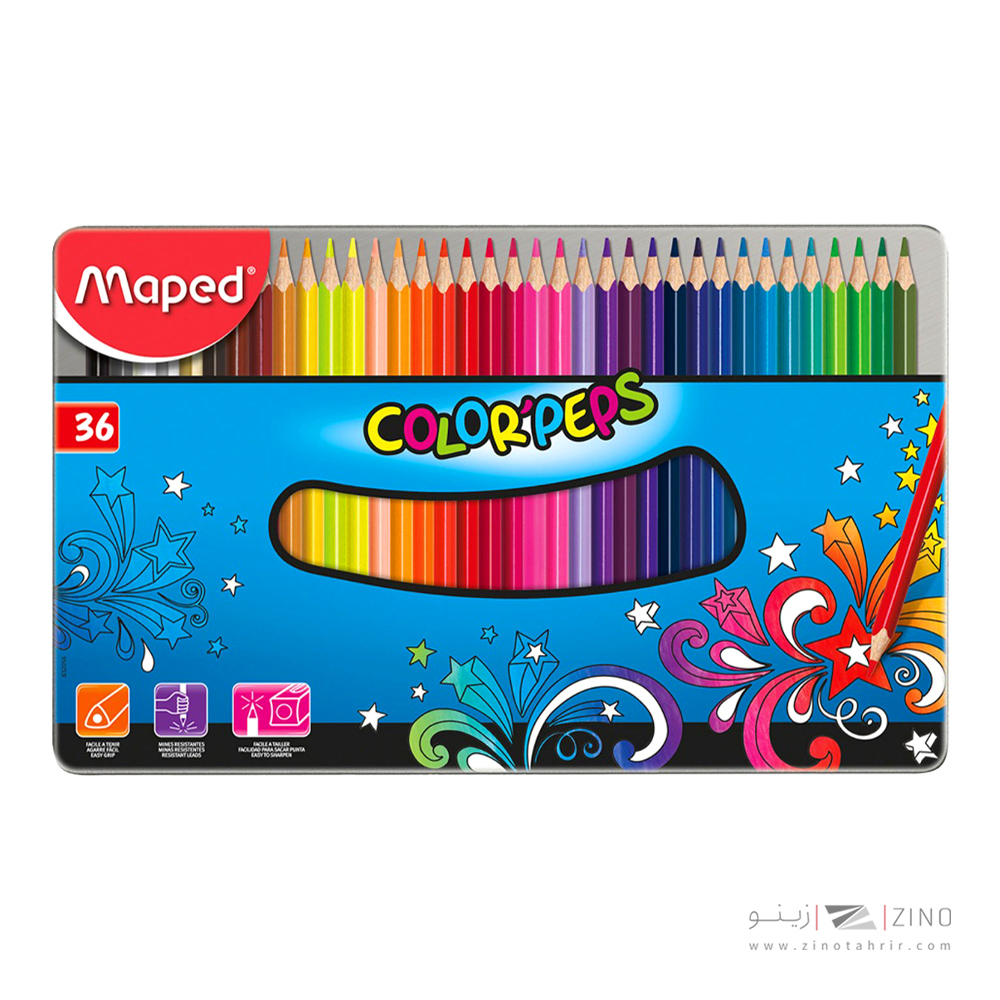 مدادرنگی36رنگ جعبه فلزی مپد کد832056
