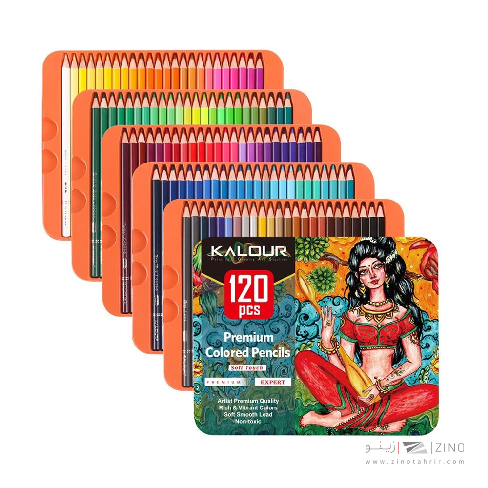 مدادرنگی120رنگ جعبه فلزیKALOUR