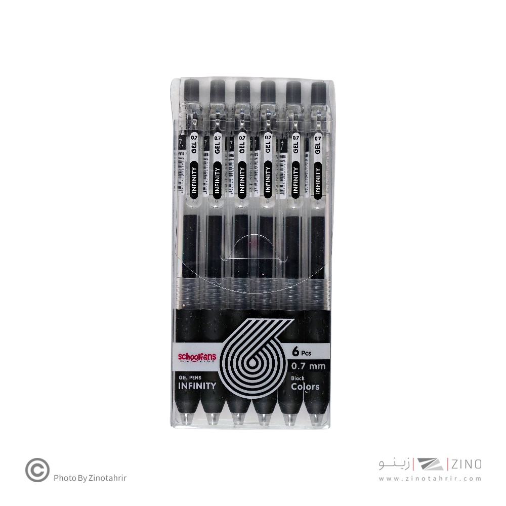 روان نویس فشاری گریپ دار0/7بسته6عددی مشکی اینفینیتی اسکول فنز