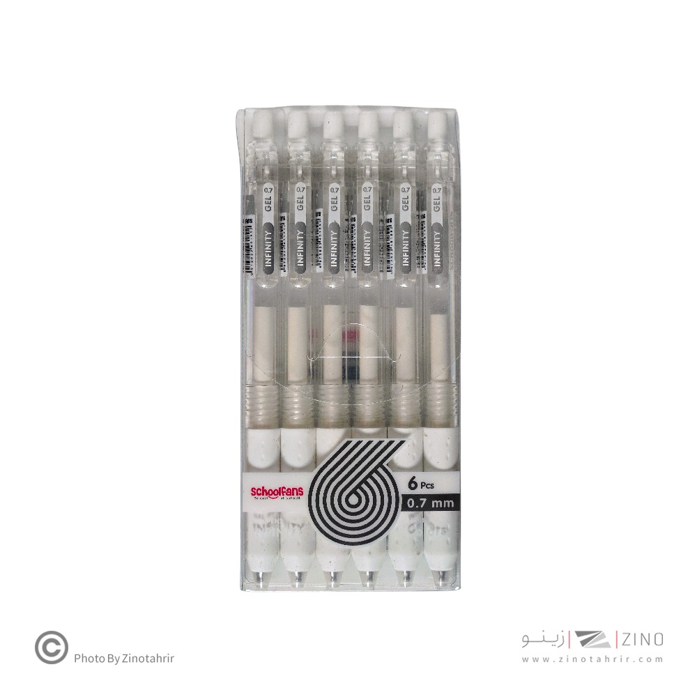 روان نویس فشاری گریپ دار0/7بسته6عددی سفید اینفینیتی اسکول فنز