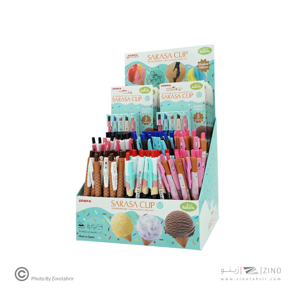 روان نویس فشاری ساراساکلیپ(رنگ جور) 0/5 طرح بستنی زبرا