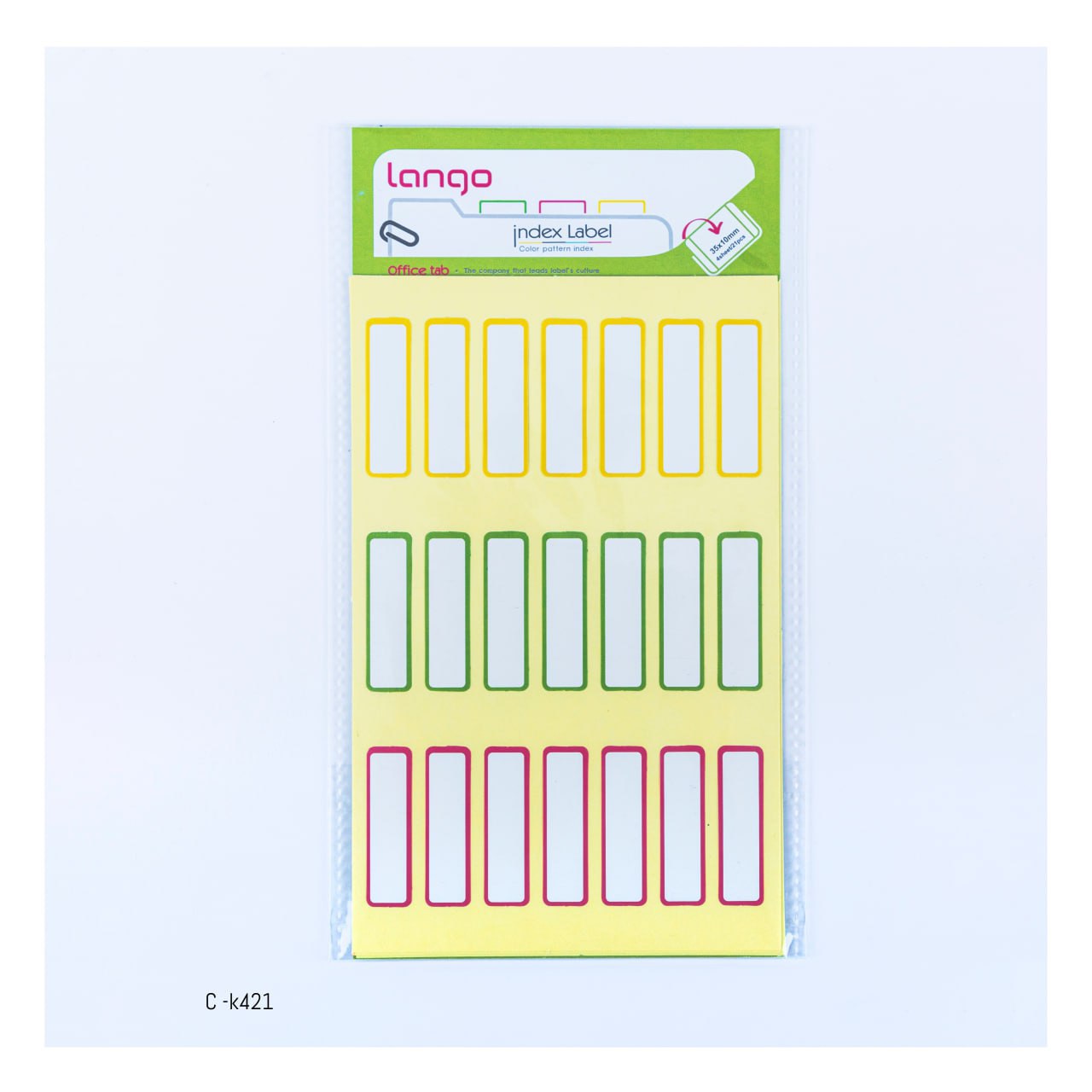 برچسب دوررنگی سایز10*35میلیمتر4برگی لانگوکدK-421 یا کد044