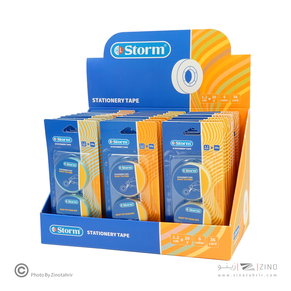 چسب نواری فانتزی رنگی1/2سانت 20یارد بسته2عددی استورم کدHL-102527