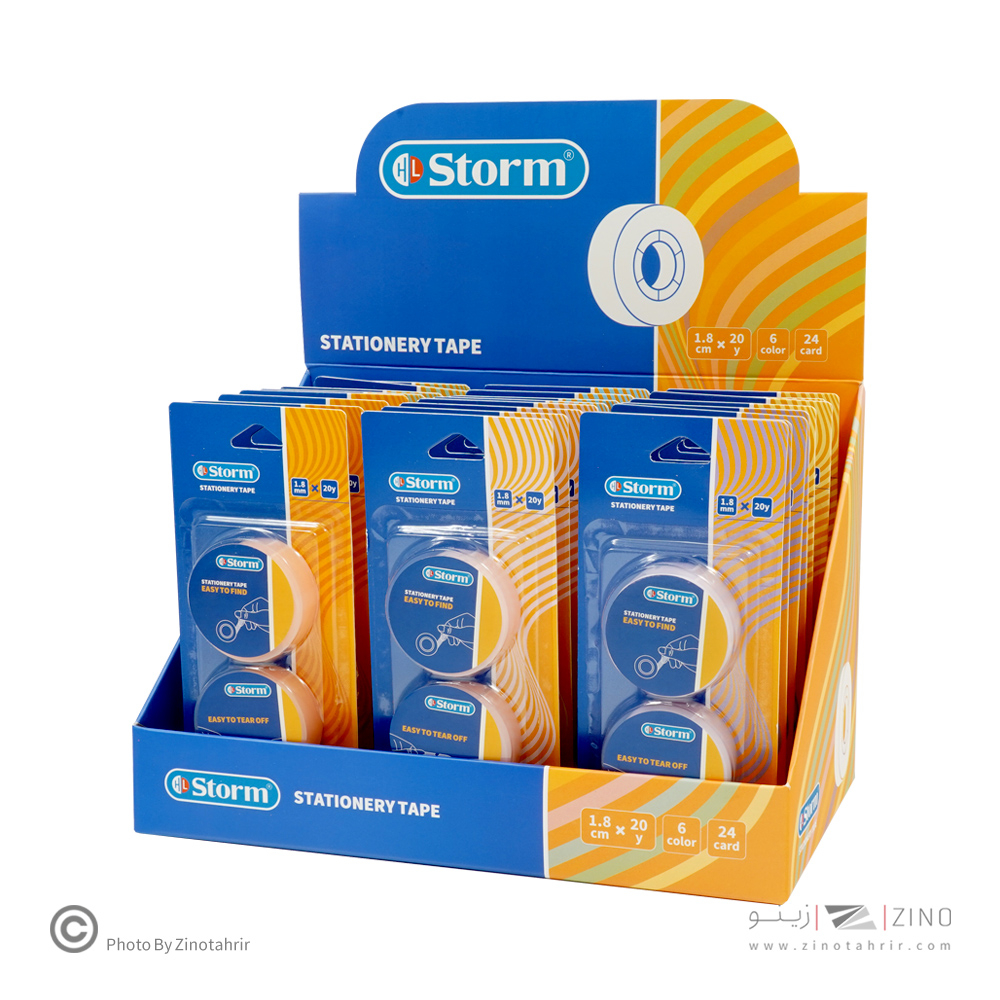 چسب نواری فانتزی رنگی 1/8سانت 20یارد بسته2عددی استورم کدHL-102537