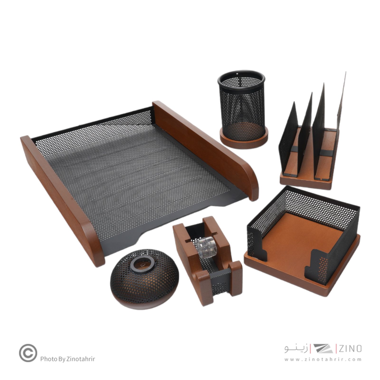 ست رومیزی 6تکه باکازیه چوب وفلز