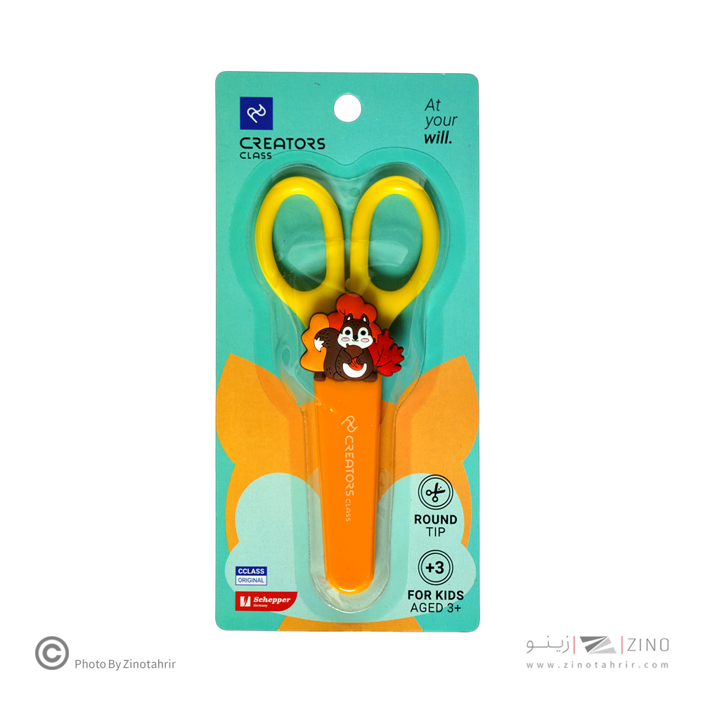 قیچی تیغه فلزی14سانت(غلاف دار) سری چاپلی سیکلاس کدCCCS01