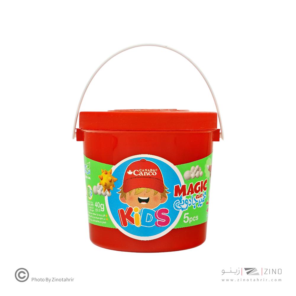 خمیربازی5رنگ جادویی(40گرم سطلی  دسته دار) آنتی باکتریال کنکو