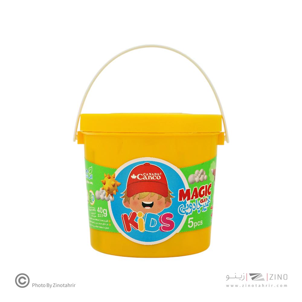 خمیربازی5رنگ جادویی(40گرم سطلی  دسته دار) آنتی باکتریال کنکو