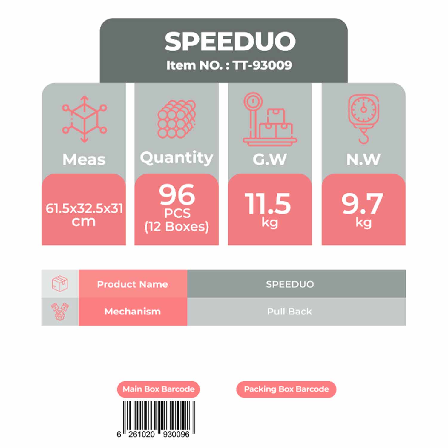 speeduo 8 pec in box تیریتی تویز کد93009ماشین عقب کش