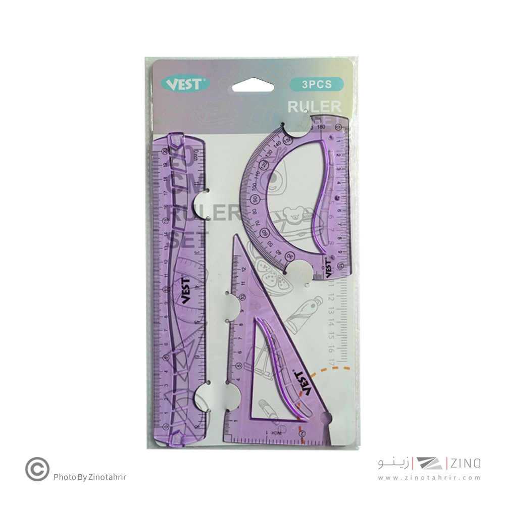 ست3تکه نقاله گونیا خط کش ژله ای (پاستلی) وست کدFB9270