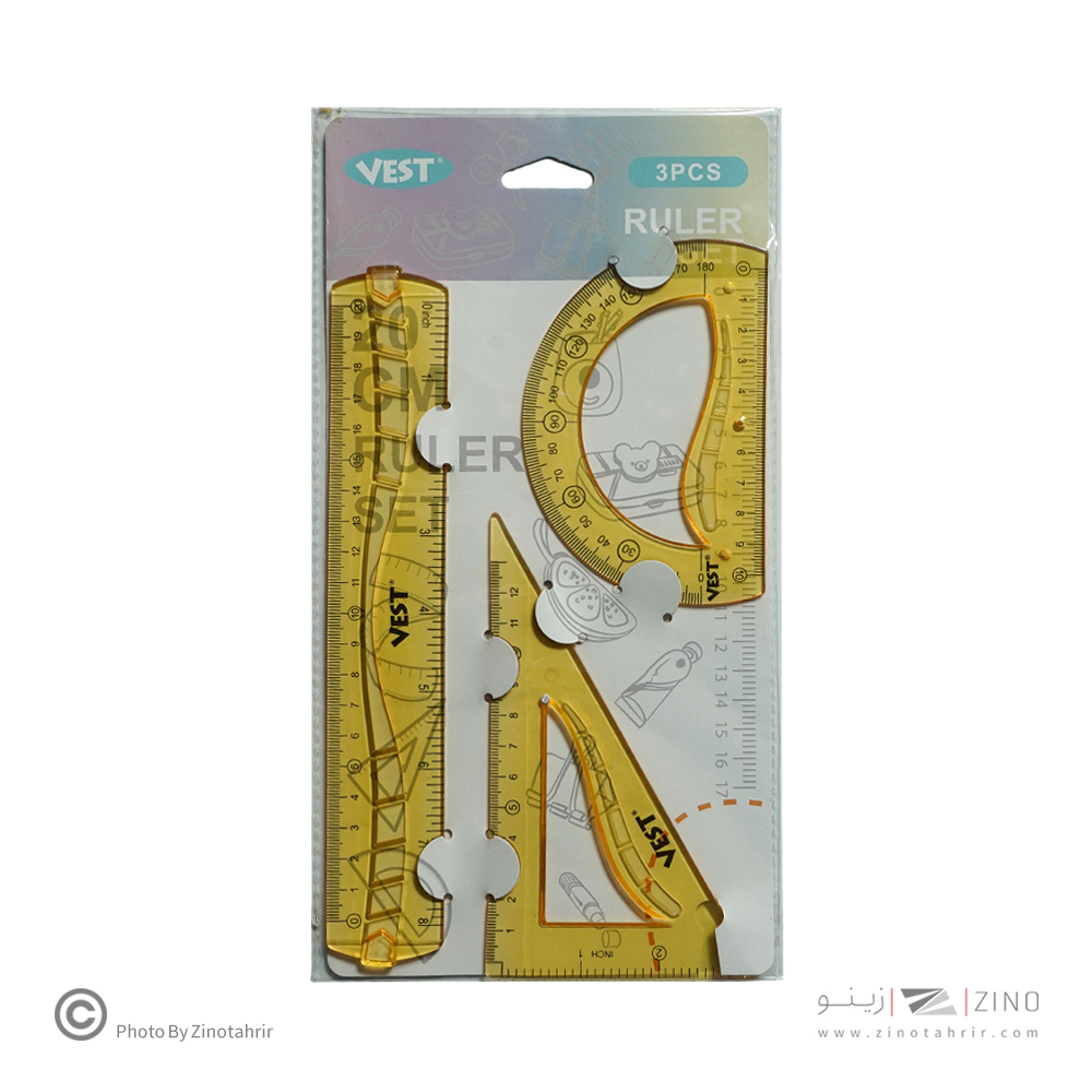 ست3تکه نقاله گونیا خط کش ژله ای (پاستلی) وست کدFB9270