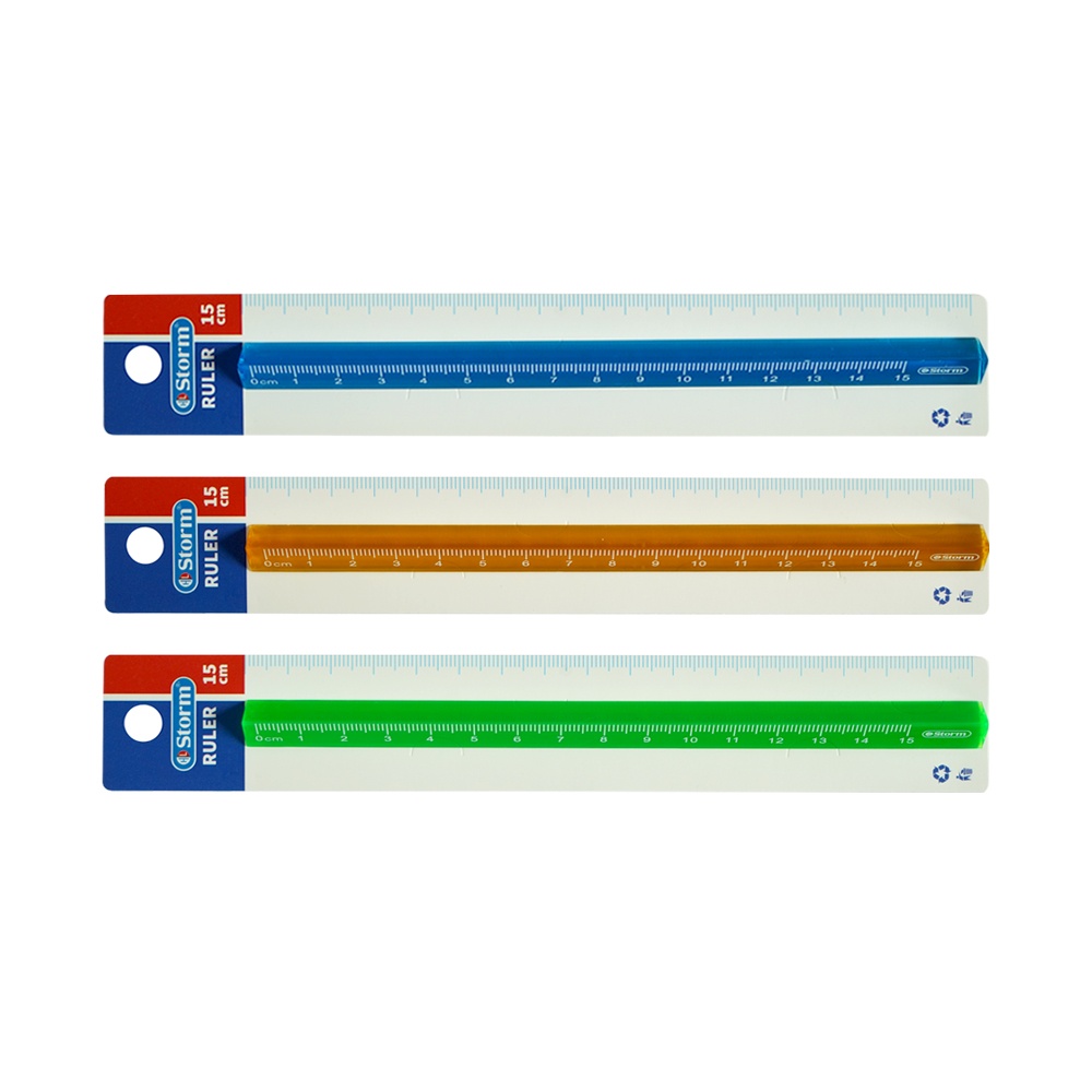 خط کش15سانت کریستال رنگی سه گوش(مثلثی) استورم کد630115