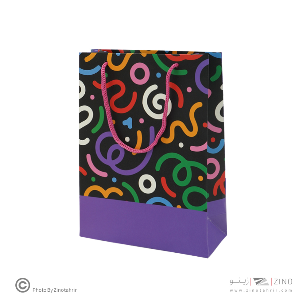 ساک دستی(کادویی)گلاسه طرح دار سایز1هیرمند پیپر16*22