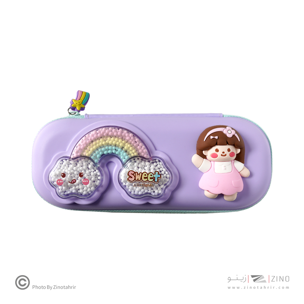 جامدادی تک زیپ فانتزی دونه برفی رنگین کمان سیلیکونی کد38157C