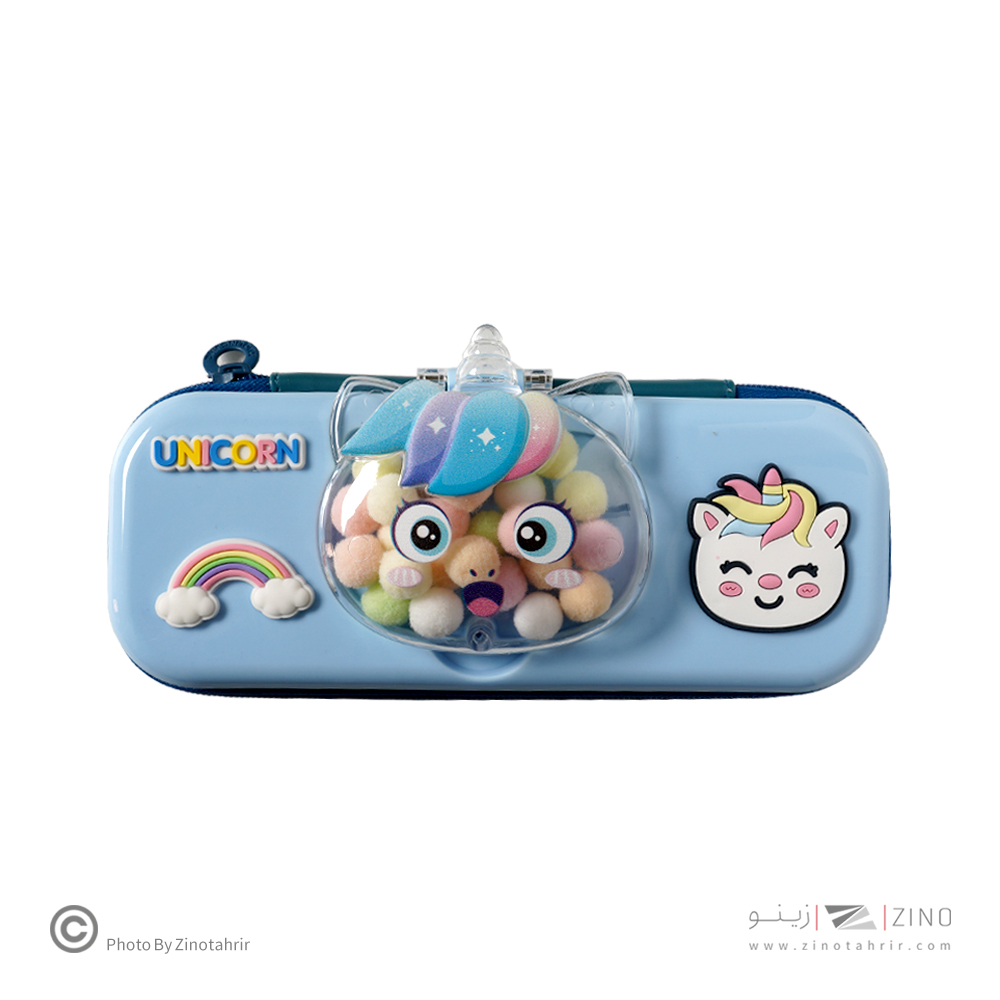 جامدادی تک زیپ پوم پوم دار یونی کرن سیلیکونی کد38142