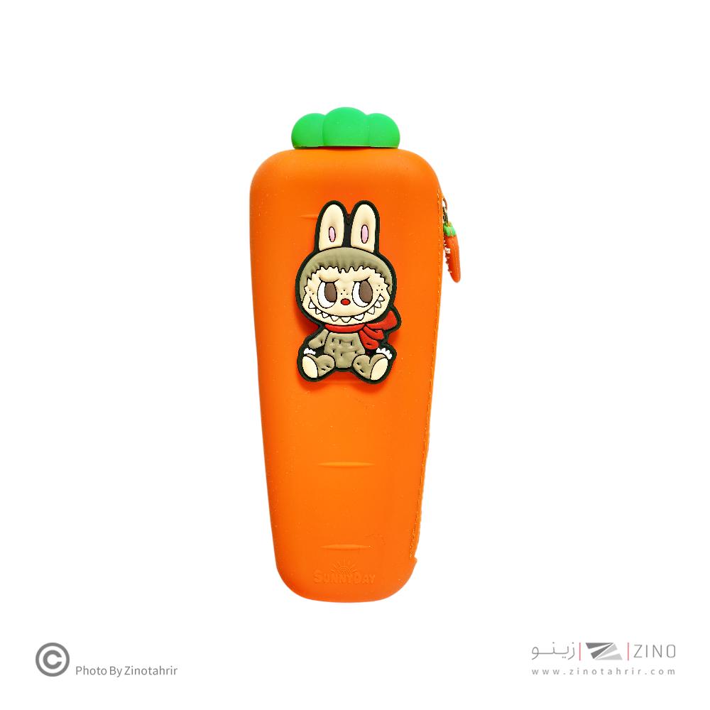 جامدادی تک زیپ سیلیکونی  هویج SUNNY DAY طرح لبوبو و کرومی کد1001