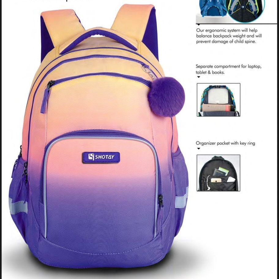 کوله پشتی طرحURBAN با پشتی طبی شوتای یاسی آبرنگی کدG13-V01