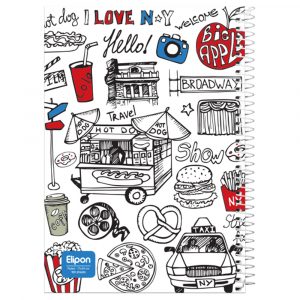 دفتر100برگ وزیری سیمی جلدسخت فانتزی الیپون کد242کارتن28عددی