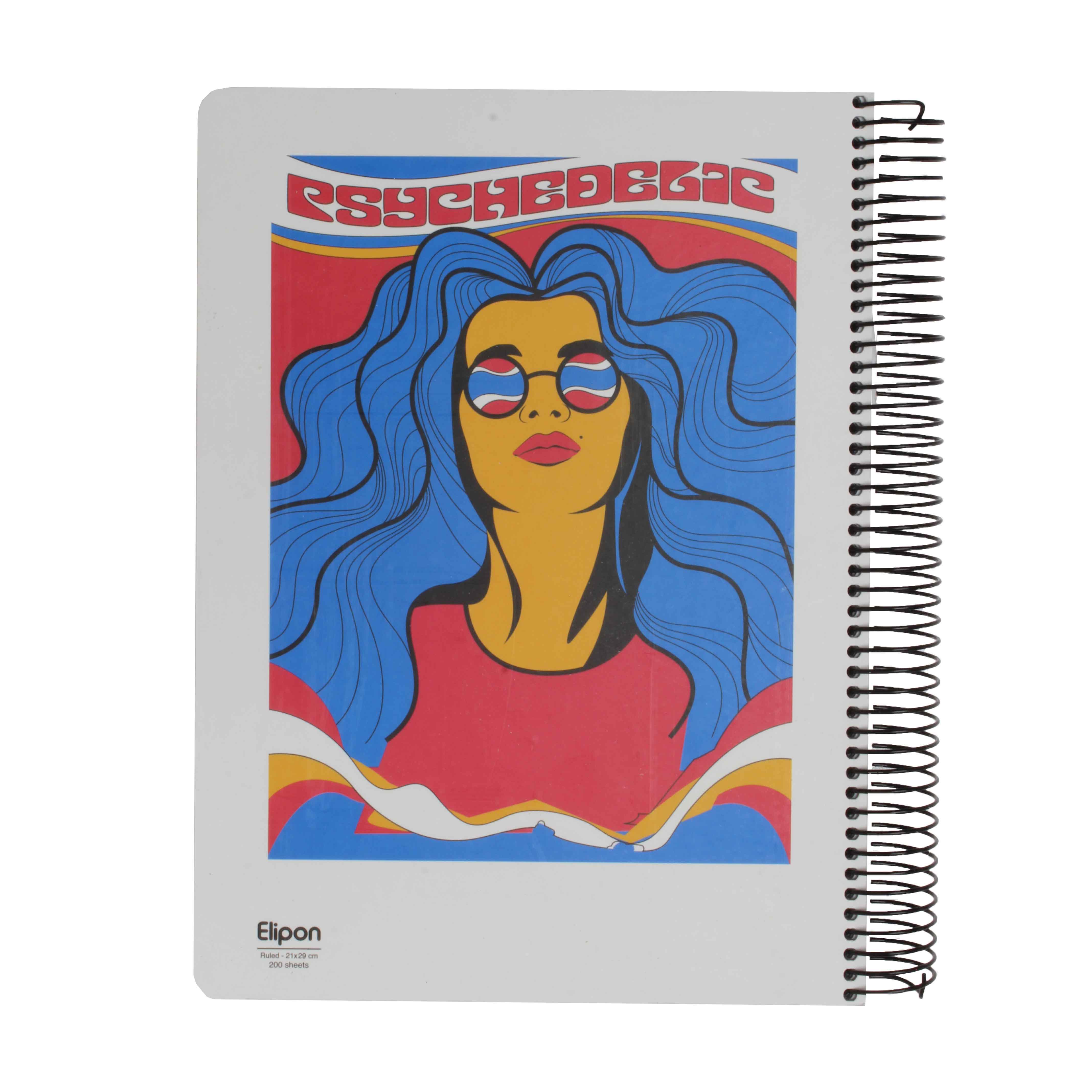 دفتر200برگ رحلی سیمی/ فنرفلز/ فانتزی جلدسخت الیپون کد863کارتن12عددی