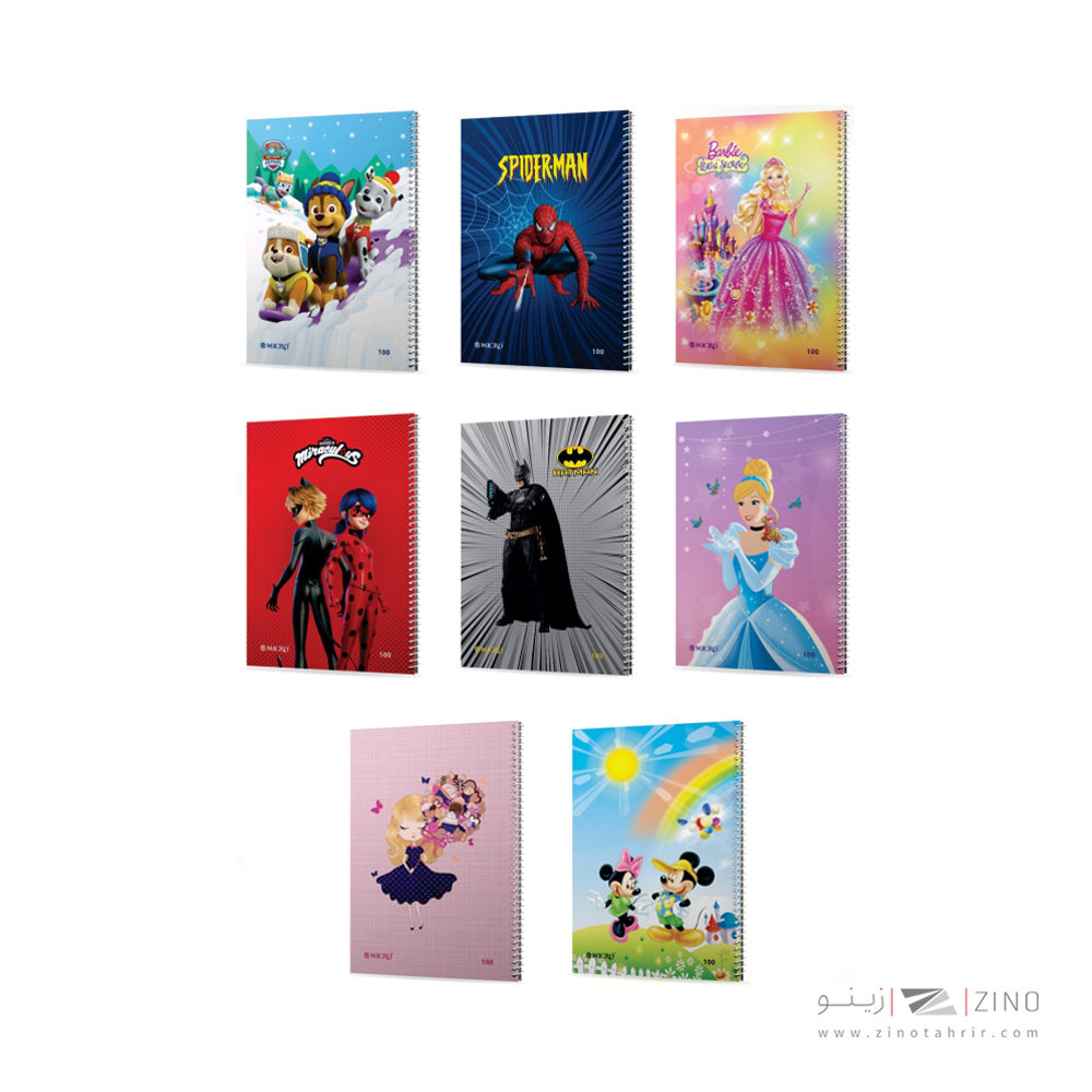 دفتر100برگ وزیری سیمی طلقی گلاسه فانتزی میکرو کدC6/C27/C24