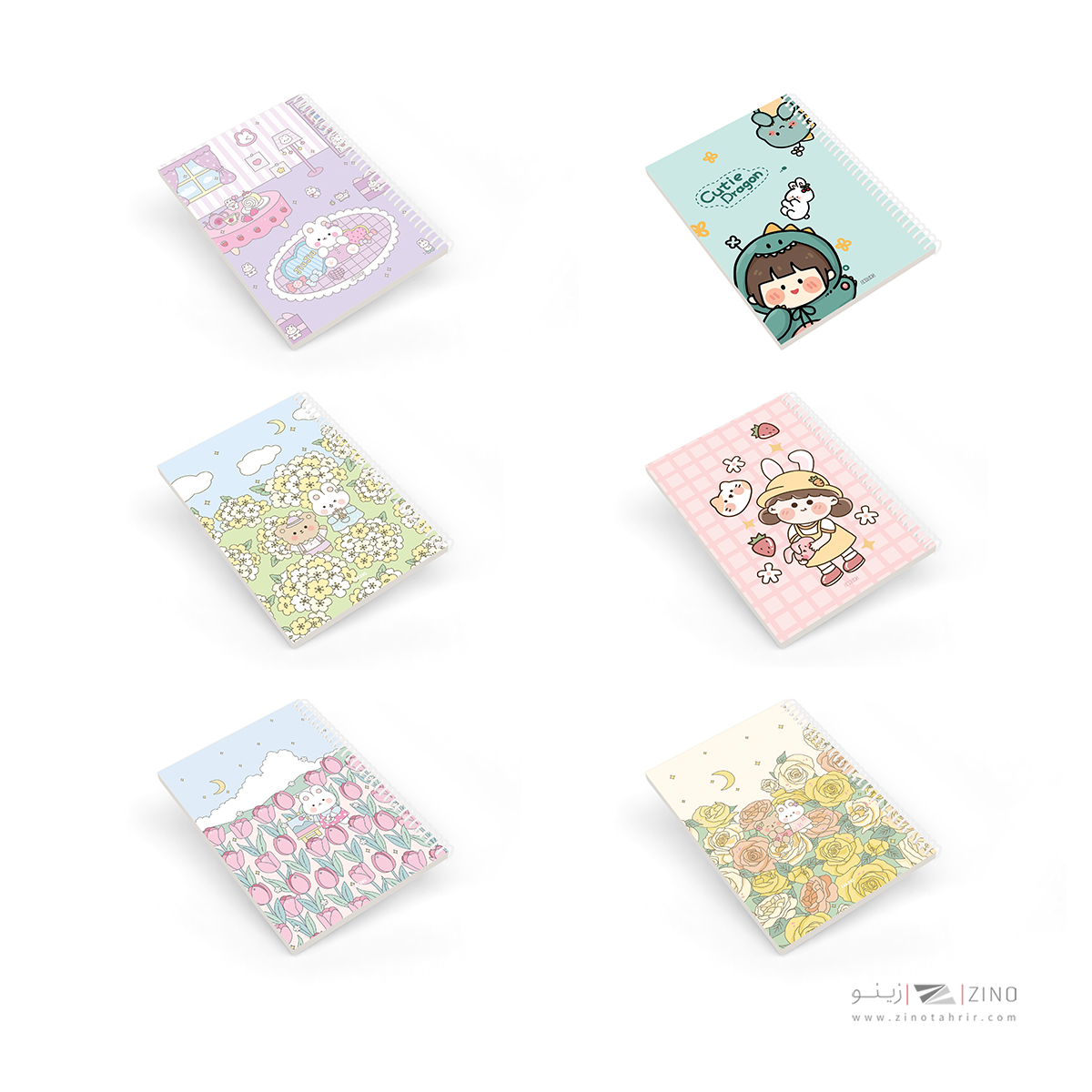 دفتر40برگ وزیری سیمی مجلد آبرنگ کدA039