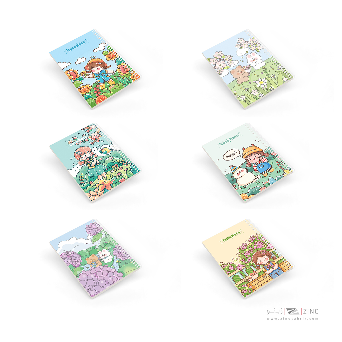 دفتر60برگ وزیری سیمی مجلد آبرنگ کدA037