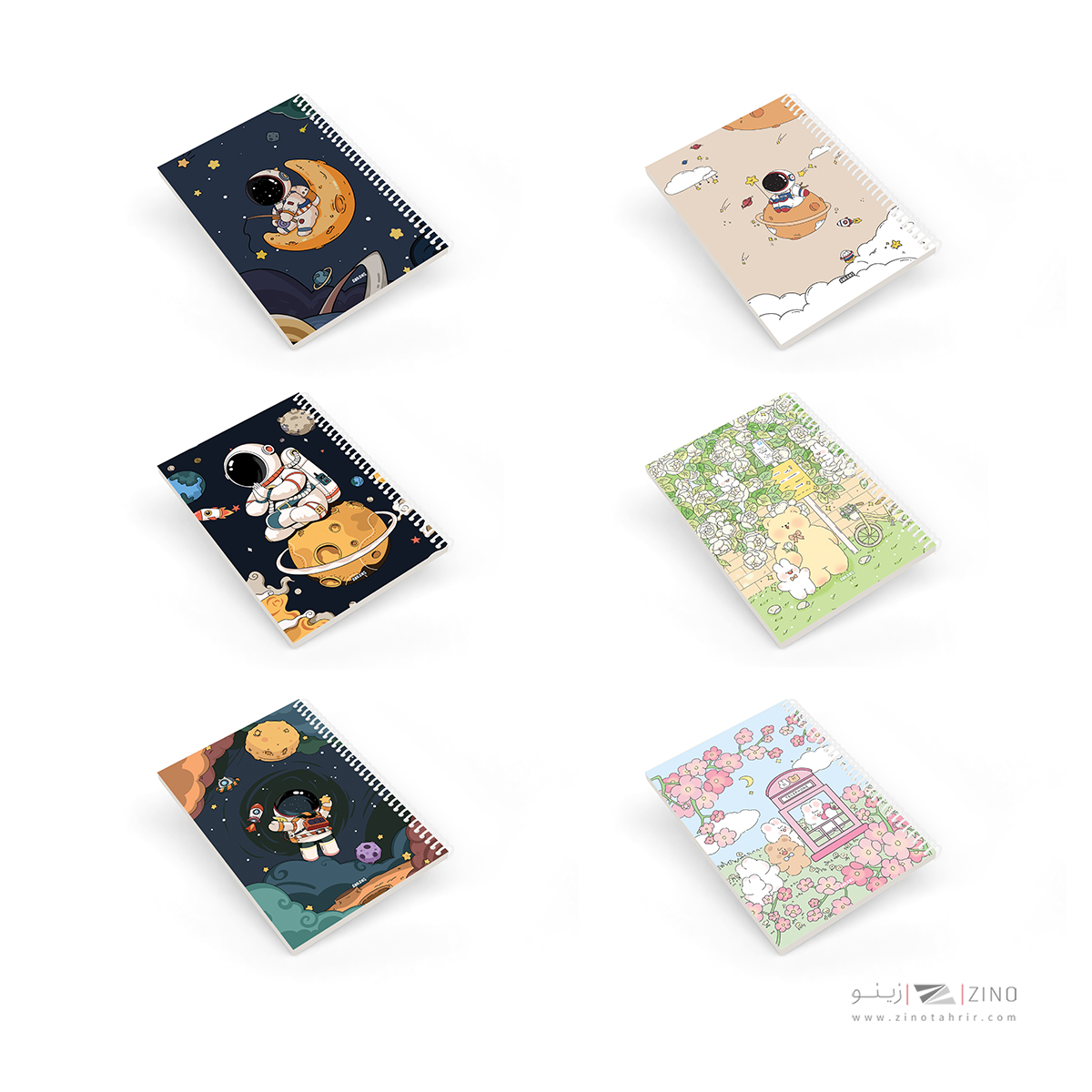 دفتر60برگ وزیری سیمی مجلد آبرنگ کدA037