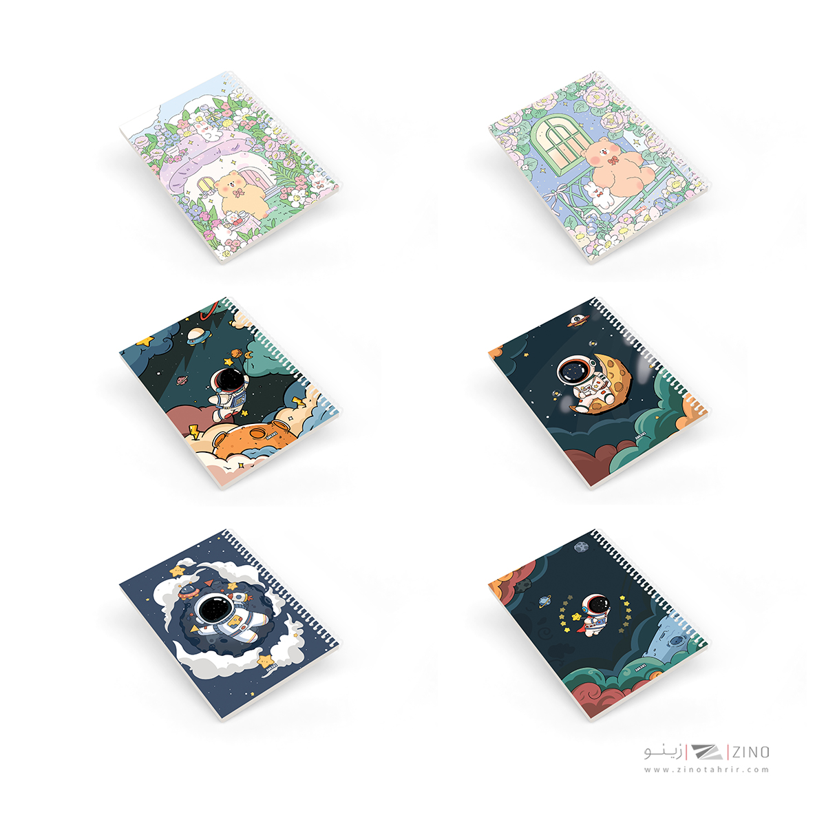 دفتر80برگ وزیری سیمی مجلد آبرنگ کدA056