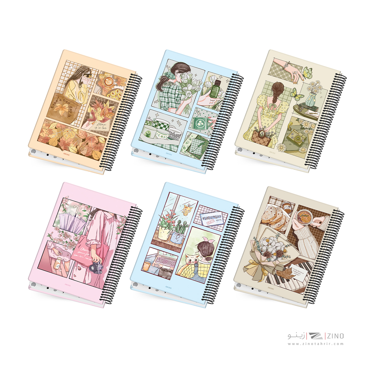 دفتر100برگ وزیری سیمی جلد سخت آبرنگ کدA053