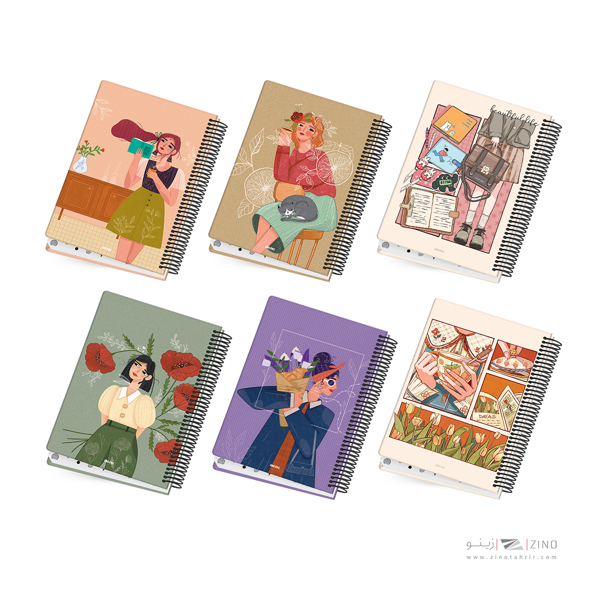 دفتر100برگ وزیری سیمی جلد سخت آبرنگ کدA053