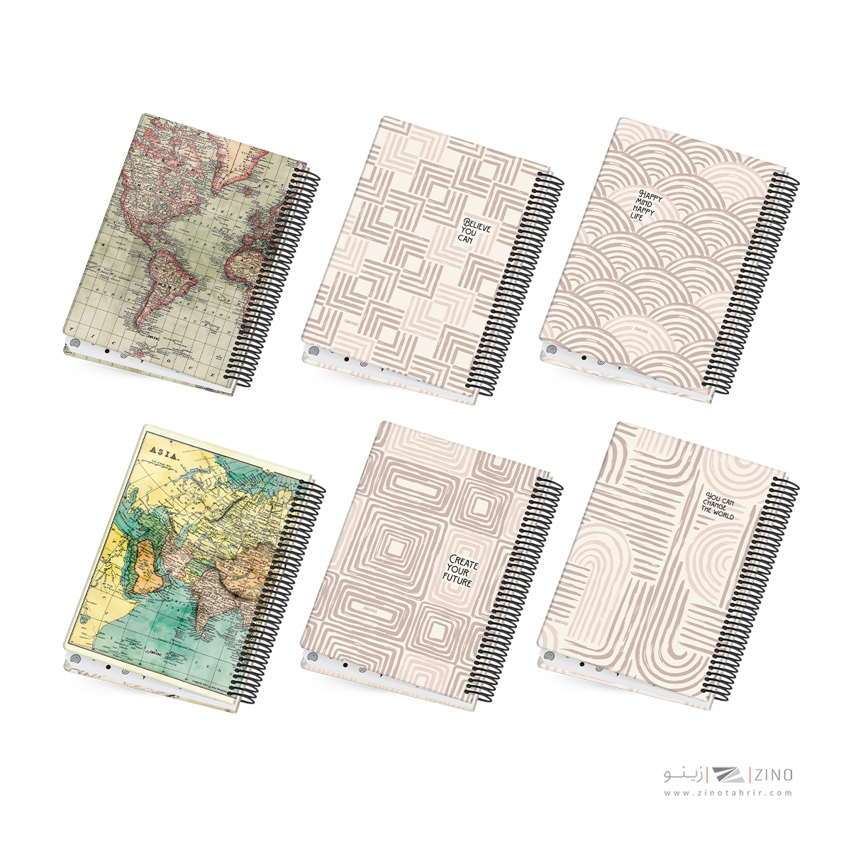 دفتر100برگ وزیری سیمی جلد سخت آبرنگ کدA053