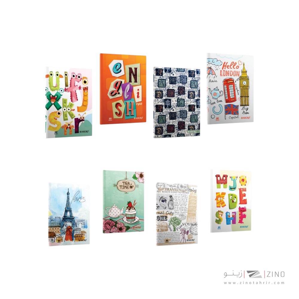 دفتر80برگ چهارخط وزیری ته چسب میکرو کدD18