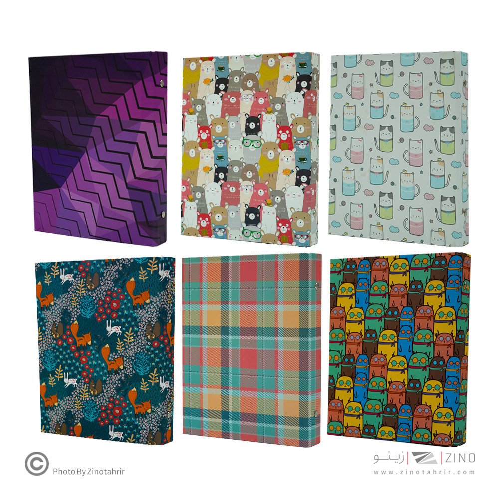 دفترکلاسوری 26حلقه 100برگ قفل فلزجلدسخت برگ سری راندو کد71309