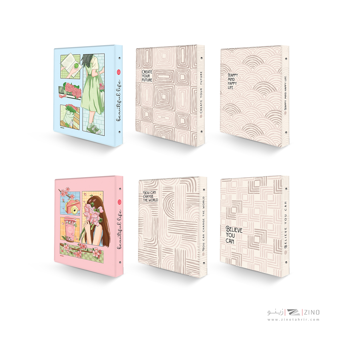 دفترکلاسوری26حلقه100برگ قفل فلز آبرنگ کدA057