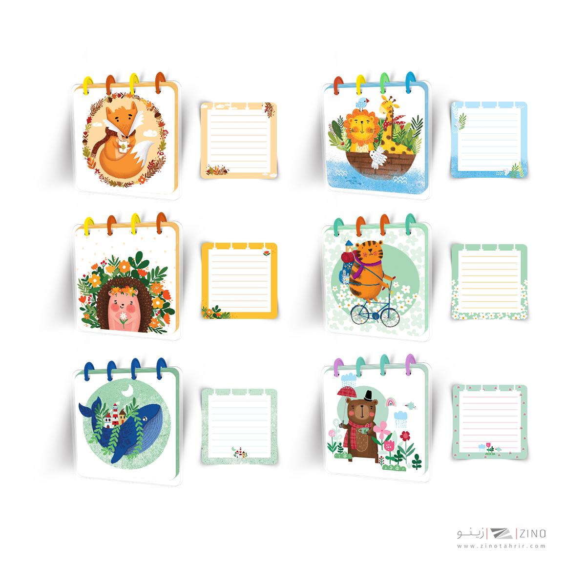 دفتریادداشت100برگ10*10دکمه ای مینی آبرنگ کدA004