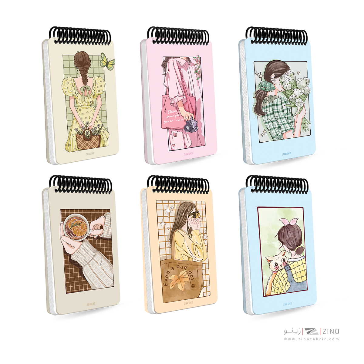 دفتریادداشت100برگ17*10جلدسخت سیم ازبالا آبرنگ کدA055