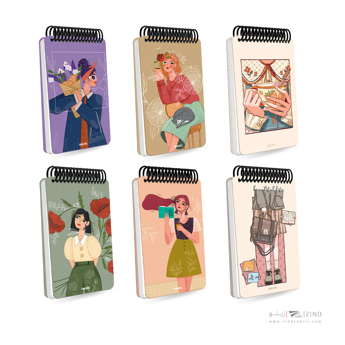 دفتریادداشت100برگ17*10جلدسخت سیم ازبالا آبرنگ کدA055