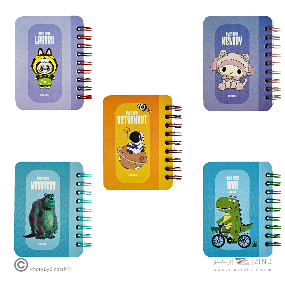 دفتریادداشت80برگ7*10 سیم ازبغل آبرنگ کدA043