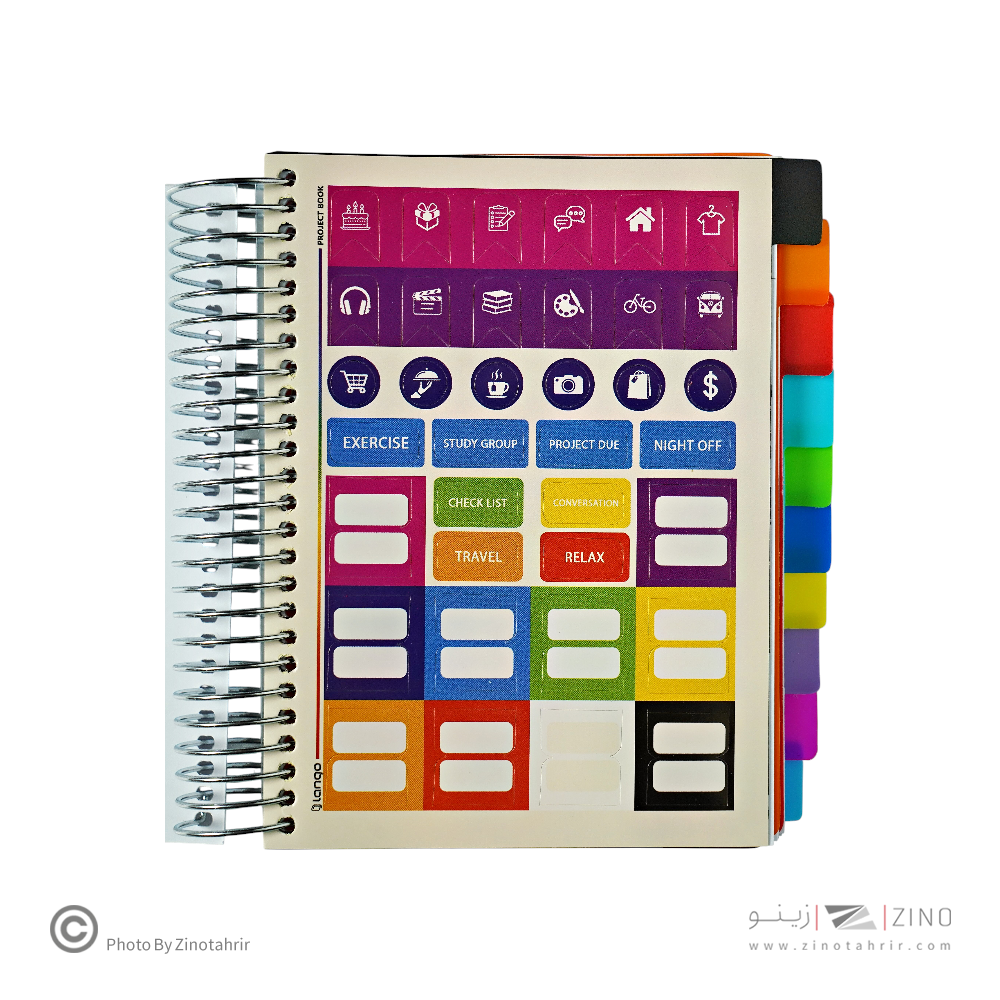 دفتر یادداشت200برگ165*120 سیم ار بغل(دیوایدر دار) پروژه پلاس لانگو