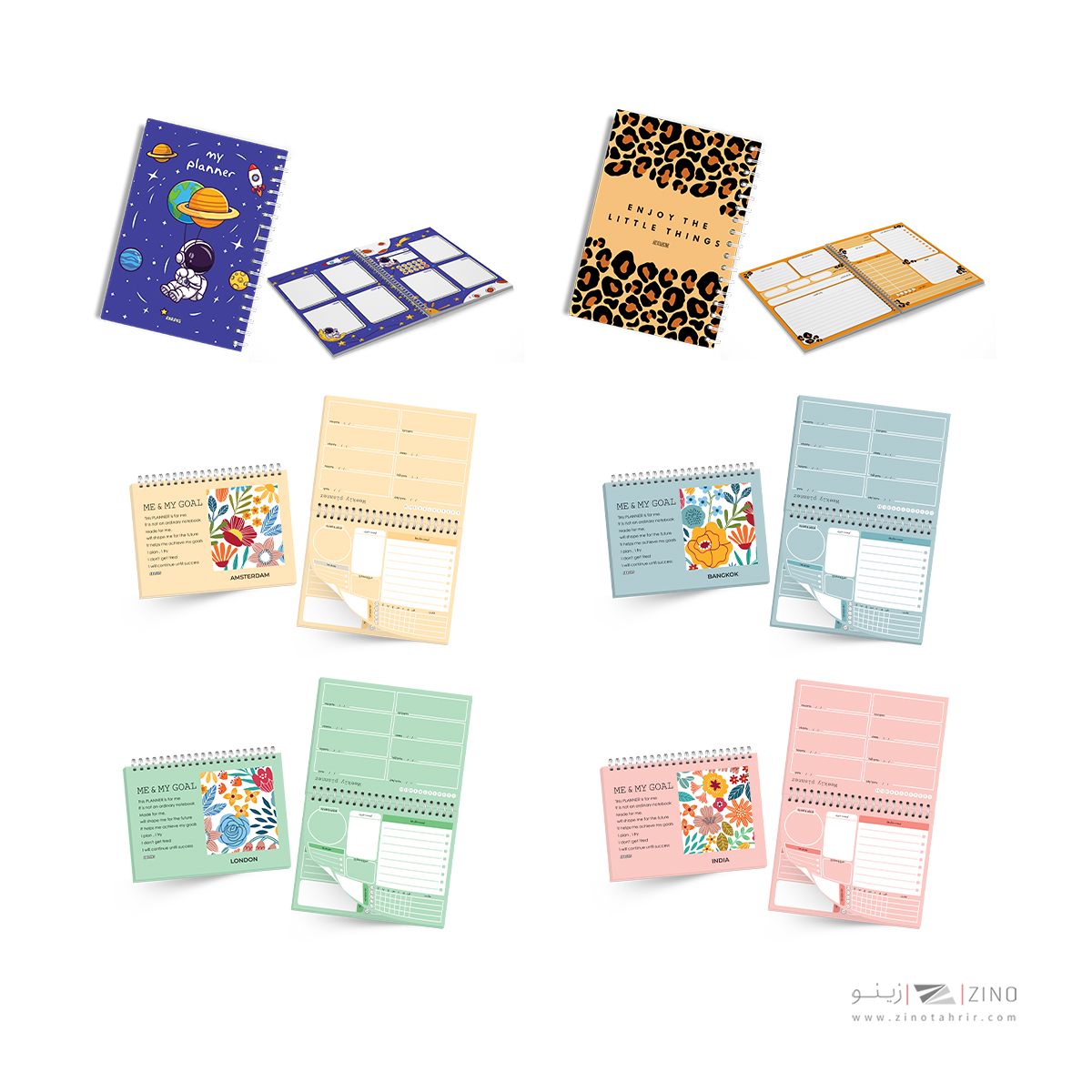 پلنر80برگA5 روزانه و هفتگی20*14 سیمی آبرنگ کدA019