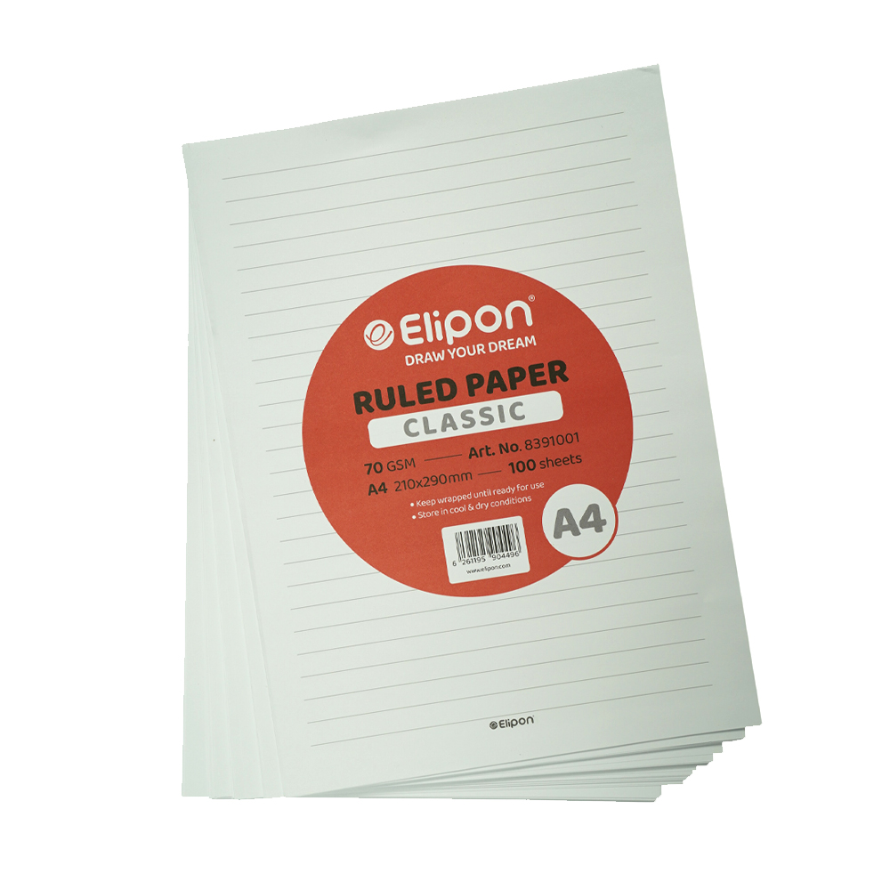 کاغذ سفید خطدار100برگ70گرمی الیپون کد8391001