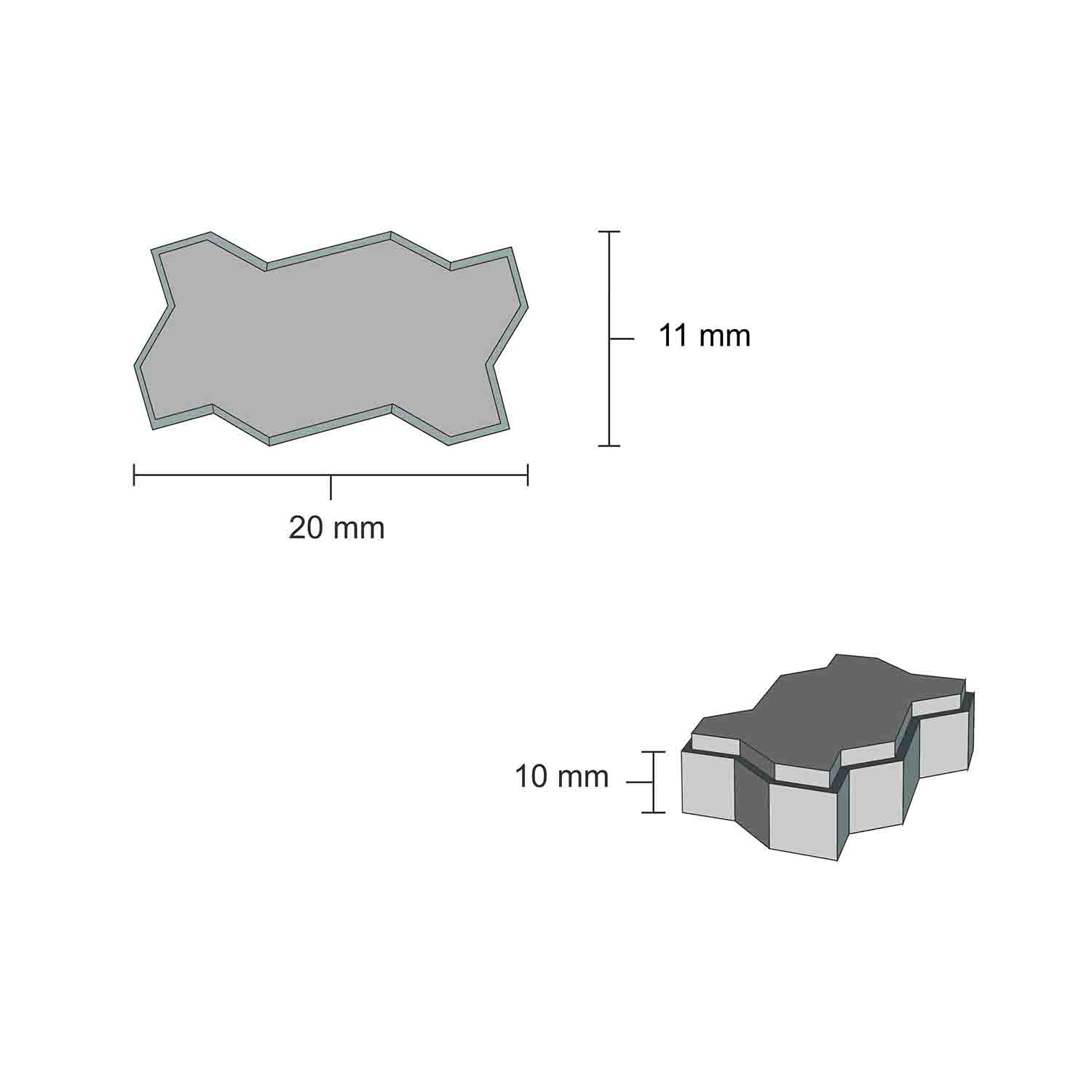 سنگ فرش موجی مقیاس1/12تعداد400عددی اشل 