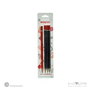 مداد مشکی بلیستری(شش گوش 3عددمشکی 1عددقرمز) الیپون کد8110002