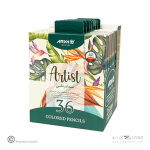 مدادرنگی 36رنگ جعبه مقوایی حرفه ای/آرتیست آریا کد3607/3603
