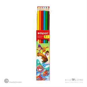 مداد رنگی 6رنگ جعبه مقوایی الیپون