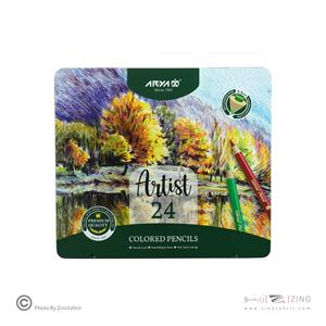 مداد رنگی24رنگ جعبه فلزی حرفه ای/ آرتیست آریا کد3902/3931